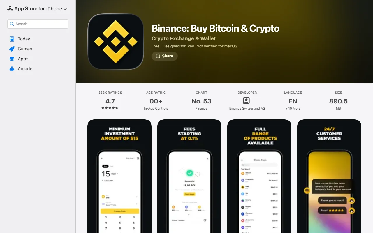 Tải Binance trên iPhone: App Store, khu vực và lỗi cài đặt
