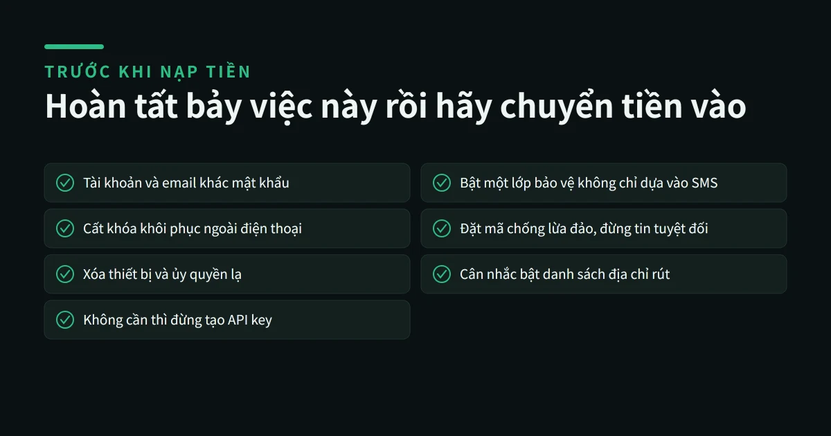 Bảo mật tài khoản Binance: 2FA, email và bảo vệ rút tiền
