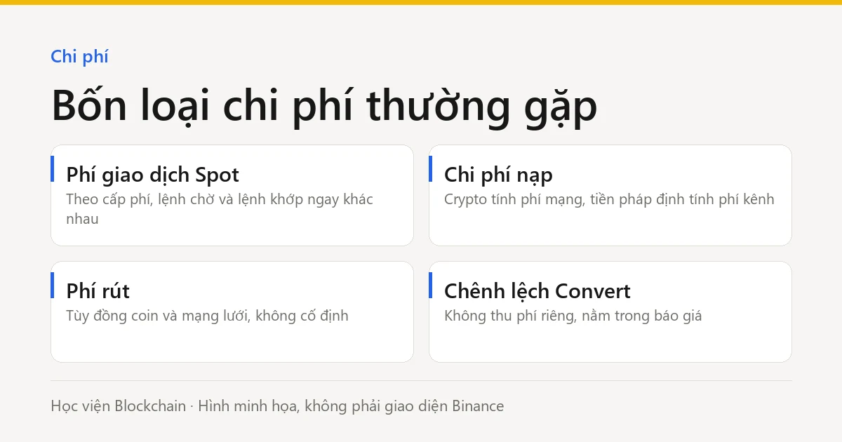 Phí Binance: Spot, nạp, rút và Convert được tính thế nào?