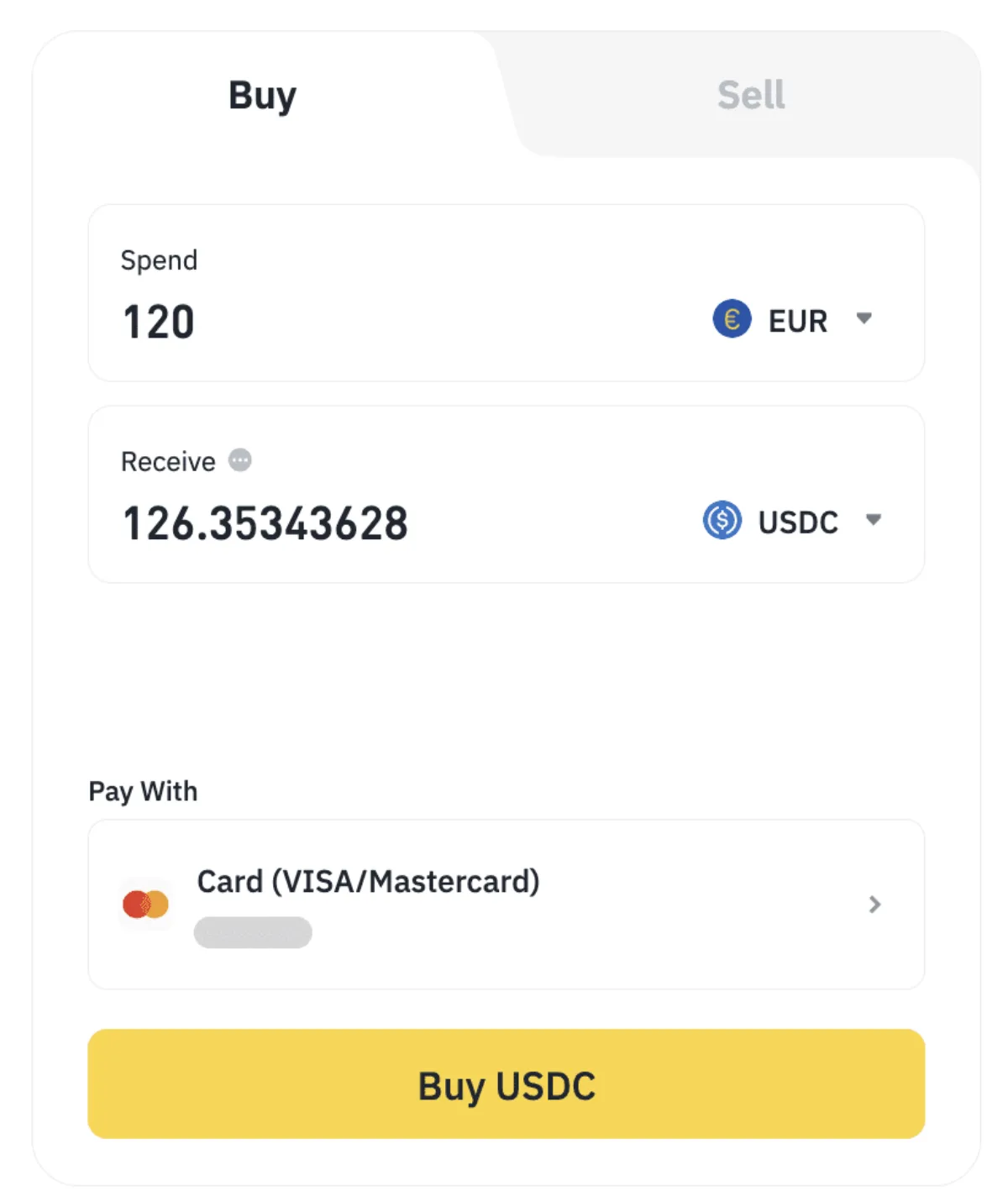 Màn hình xác nhận số tiền chi và số coin dự kiến nhận được (giao diện tiếng Anh)